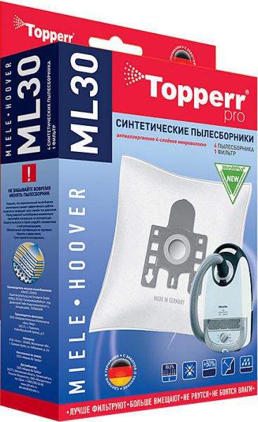 Пылесборник Topperr ML 30 1410 сверхпрочные нетканые, 4 шт.